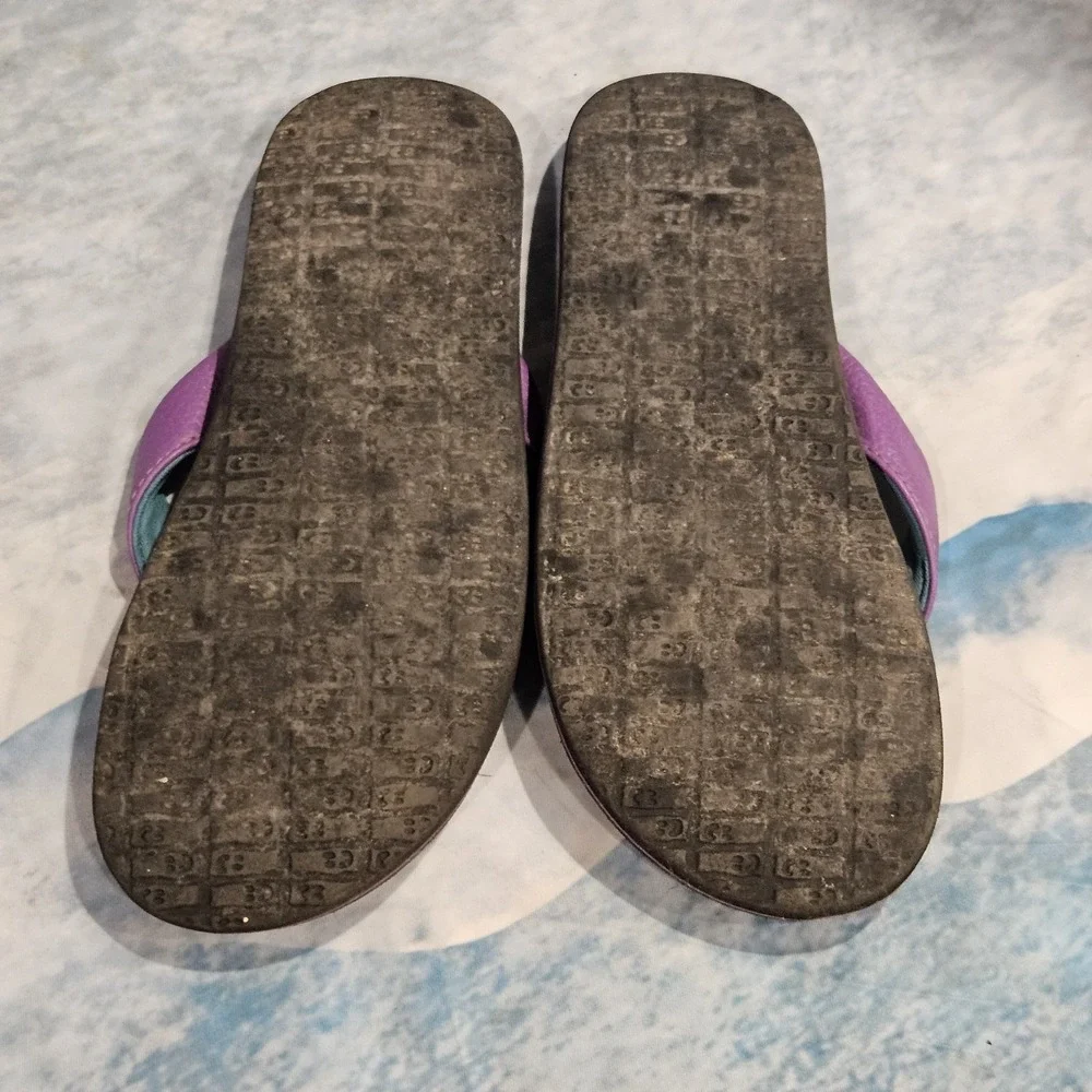 Sanuk Big Girls Purple‎ Yoga Mat Flip Flops Size 3-4